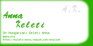 anna keleti business card